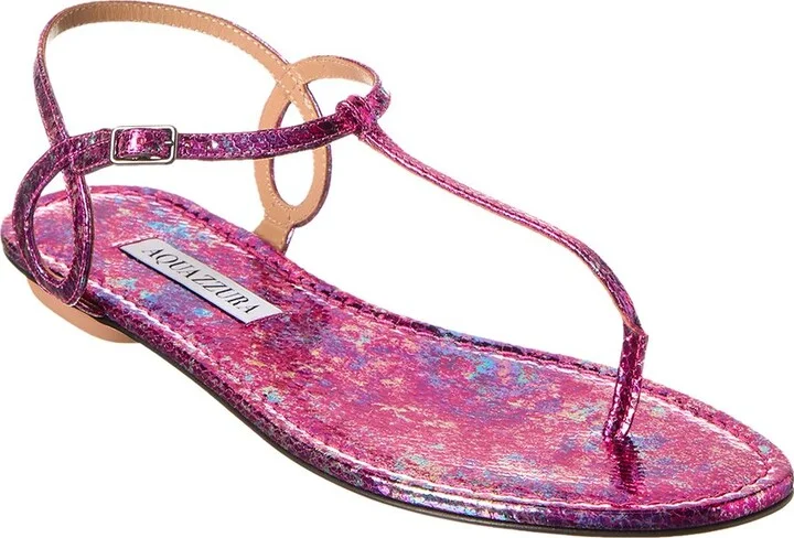 Almost Bare Snake-Embossed Leather Sandal