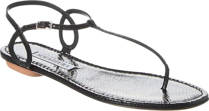 Almost Bare Snake-Embossed Leather Sandal