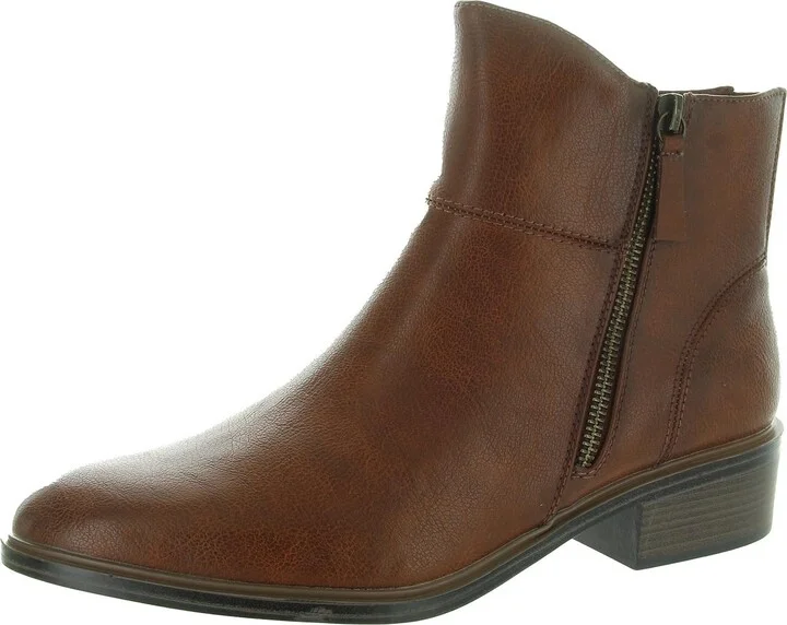 Alna Womens Double Zipper Faux Leather Ankle Boots