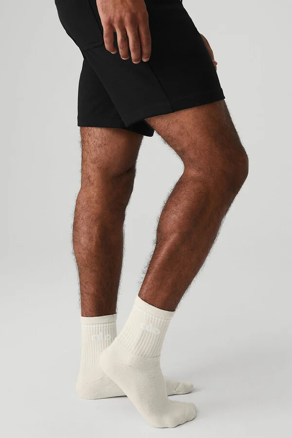 ALO | Half-Crew Throwback Socks in White/Black, Size: Small - Image 9