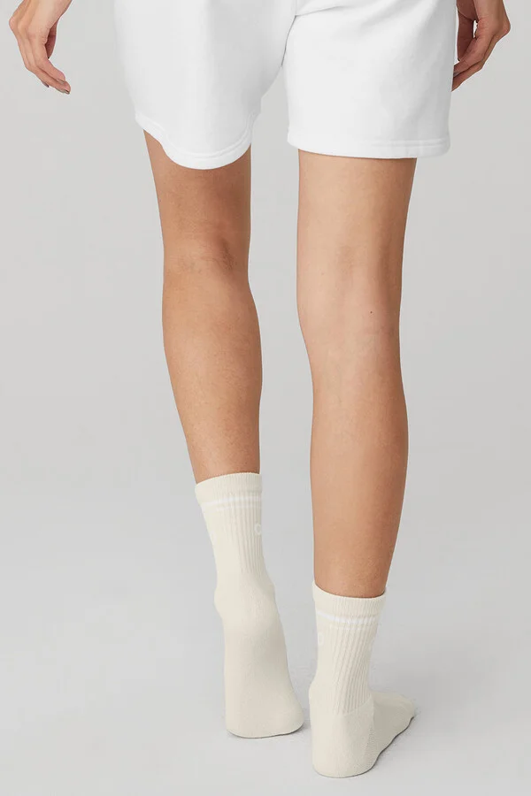 ALO | Half-Crew Throwback Socks in White/Black, Size: Small - Image 11