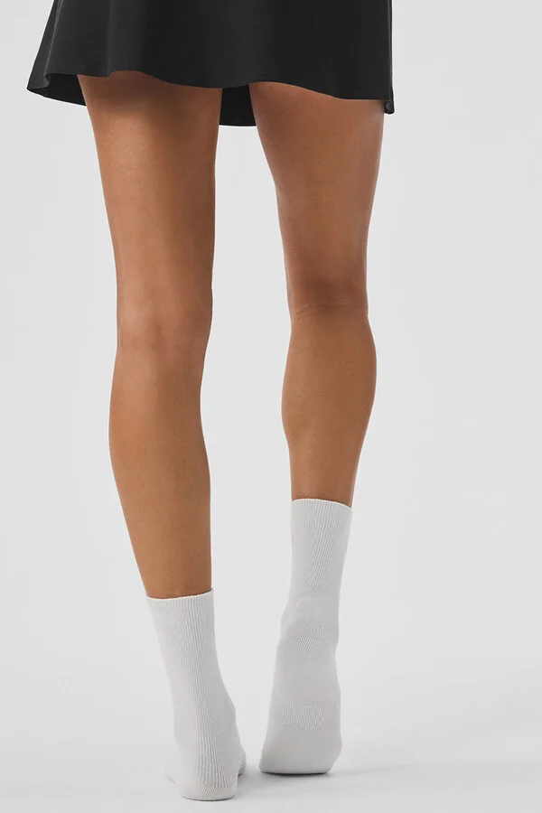 ALO | Half-Crew Understated Socks in White, Size: Small - Image 3