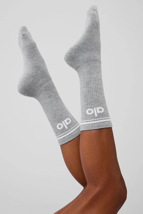 ALO | Throwback Socks in White/Black, Size: Small - Image 8