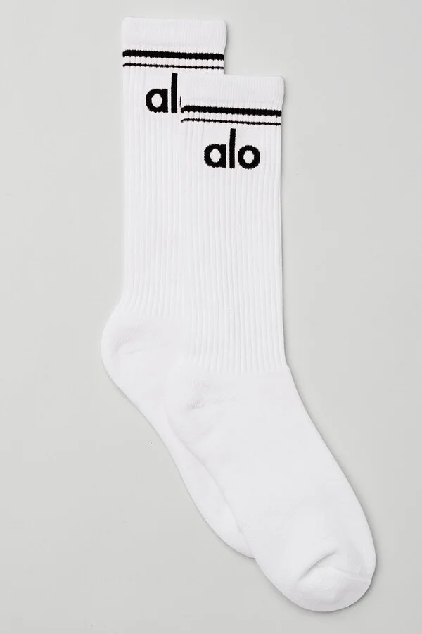 ALO | Throwback Socks in White/Black, Size: Small