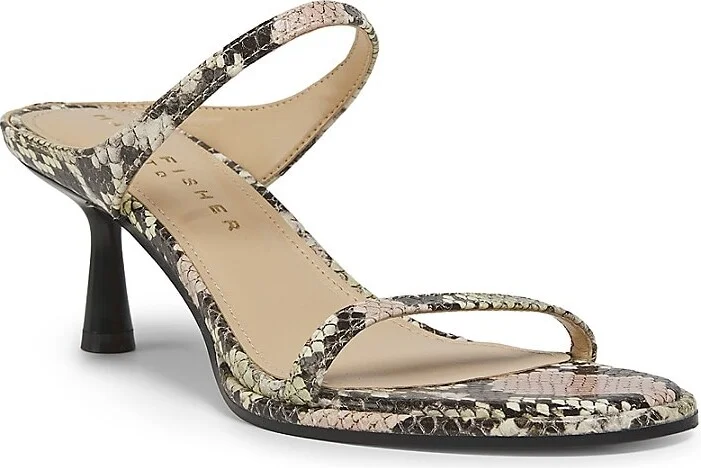 Alonde 60MM Snake-Embossed Leather Double-Strap Sandal - Image 2