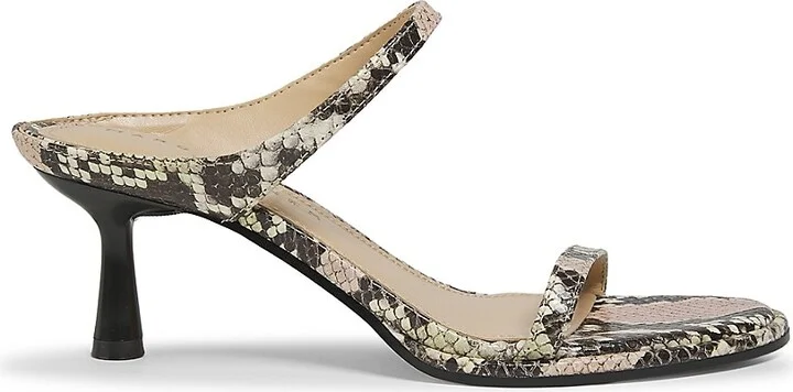 Alonde 60MM Snake-Embossed Leather Double-Strap Sandal