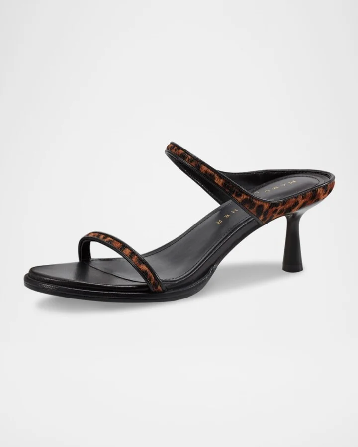 Alonde Leopard Calf Hair Sandals - Image 3
