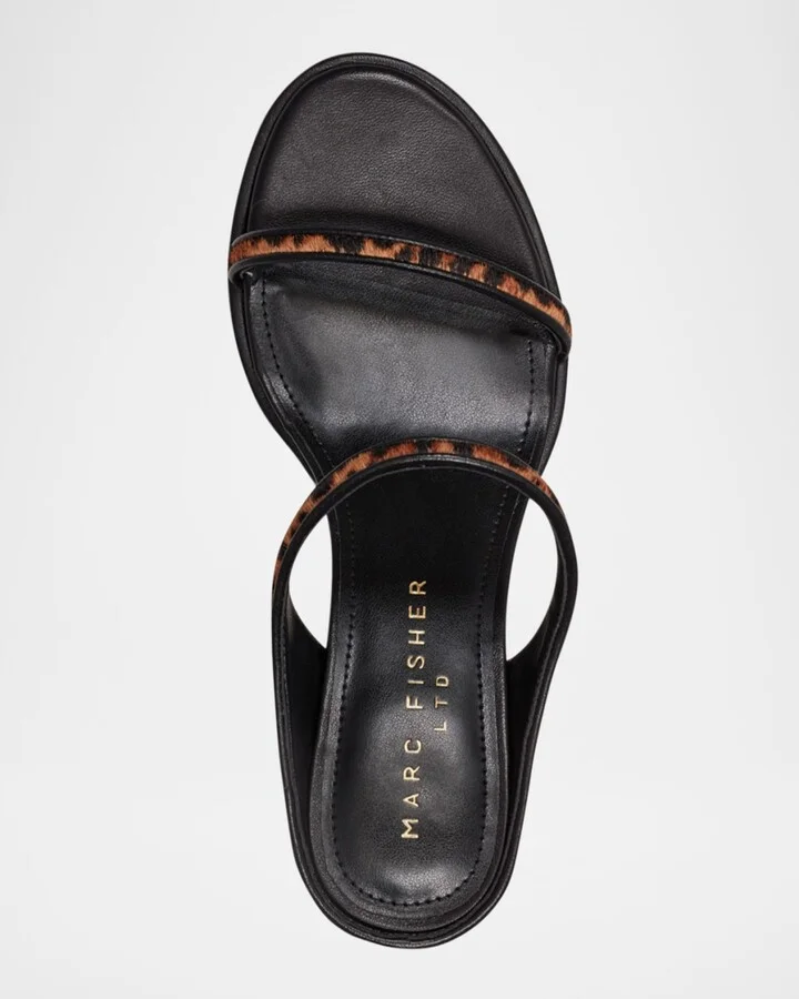 Alonde Leopard Calf Hair Sandals - Image 6