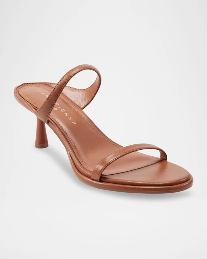 Alonde Snake-Embossed Leather Slide Sandals - Image 5
