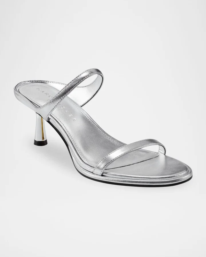 Alonde Snake-Embossed Leather Slide Sandals - Image 9