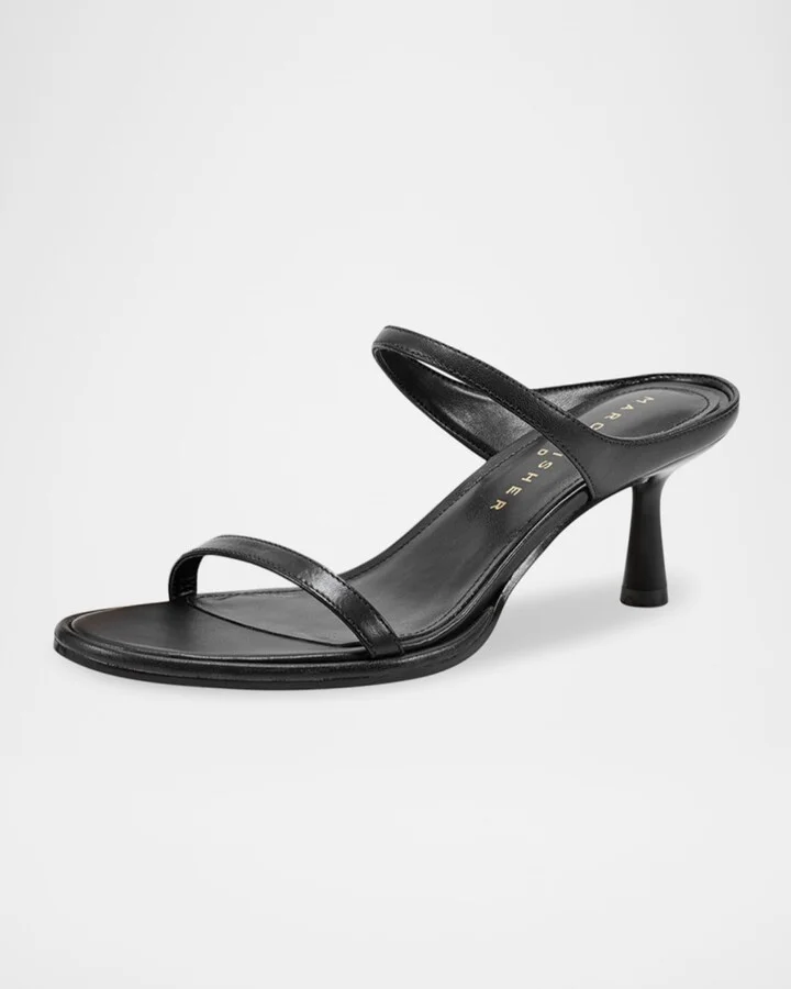 Alonde Snake-Embossed Leather Slide Sandals - Image 10