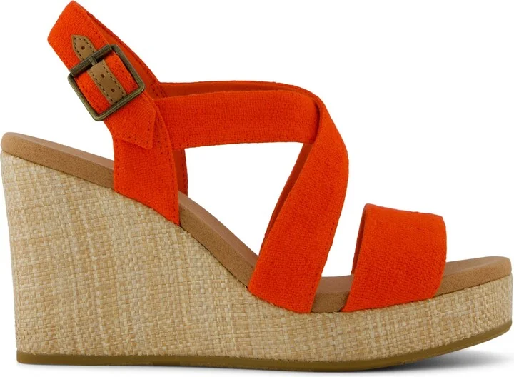 Alondra Wedge Sandal Flame Slubby Woven