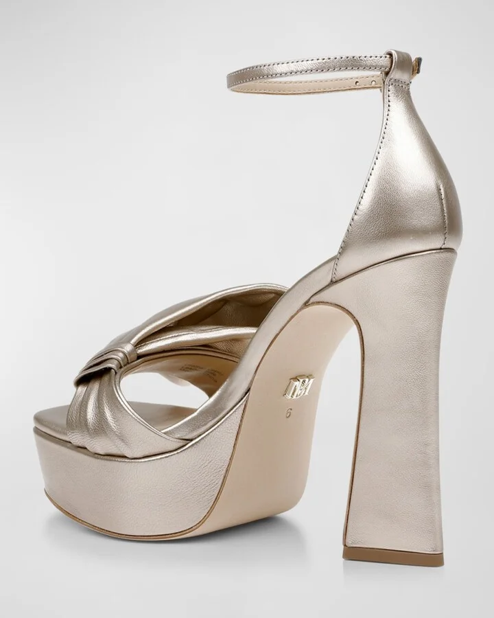 Alora Metallic Bow Platform Sandals - Image 4
