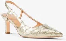 Alora Metallic Crocodile Embossed Leather Slingback Pump - Image 3