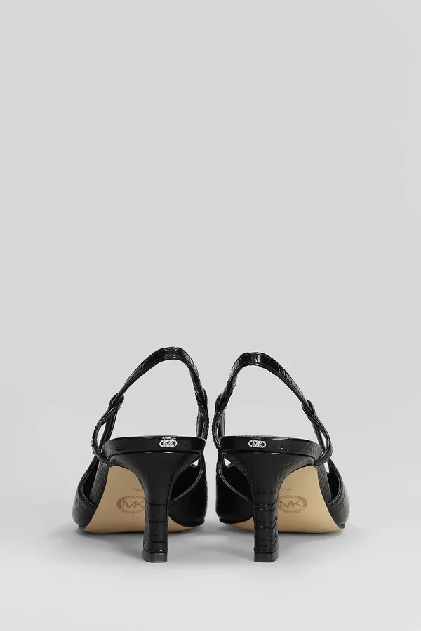 Alora Mid Sling Pumps In Black Leather - Image 4
