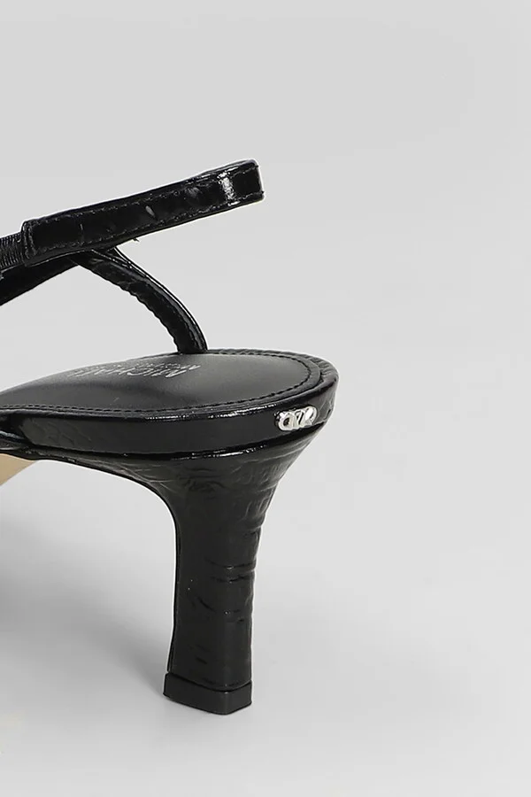 Alora Mid Sling Pumps In Black Leather - Image 5