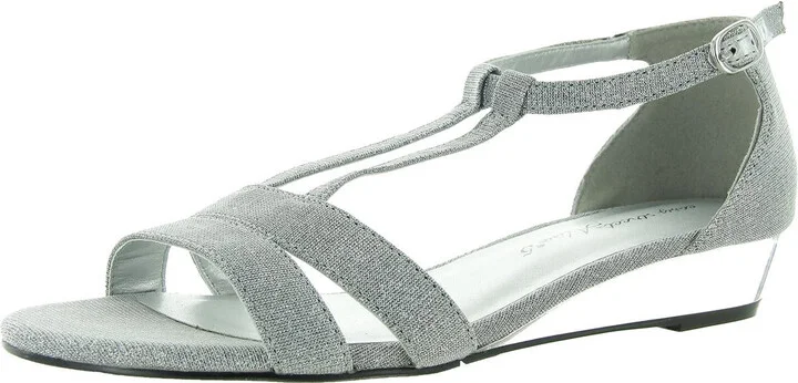 Alora Womens Shimmer Man Made Wedge Sandals
