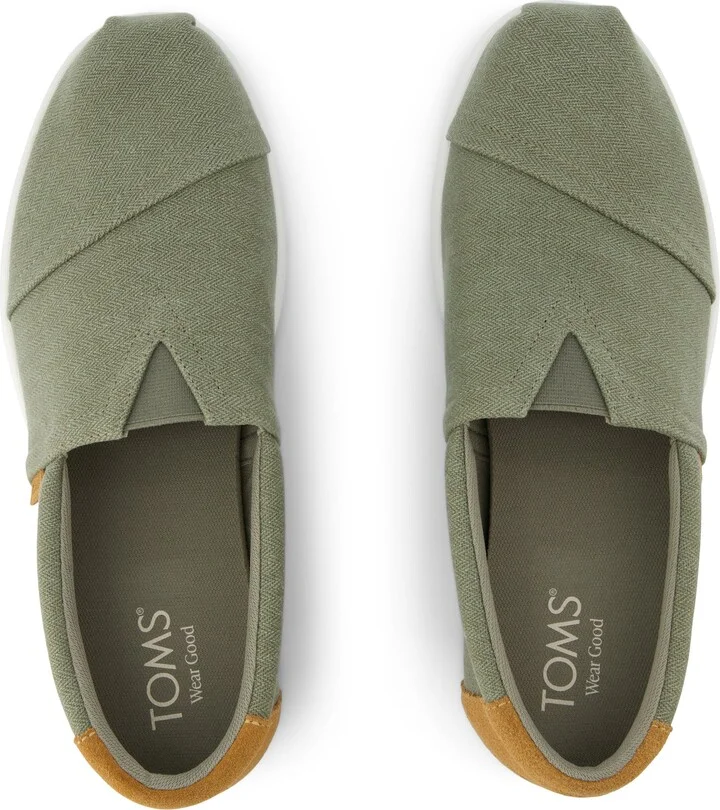 Alp FWD Vetiver Grey Herringbone Canvas and Tan Suede Slip On - Image 4