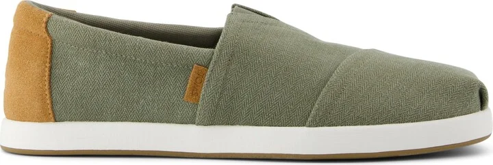 Alp FWD Vetiver Grey Herringbone Canvas and Tan Suede Slip On