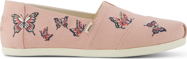 Alpargata Classic Pale Rose Canvas with Embroidered Butterflies