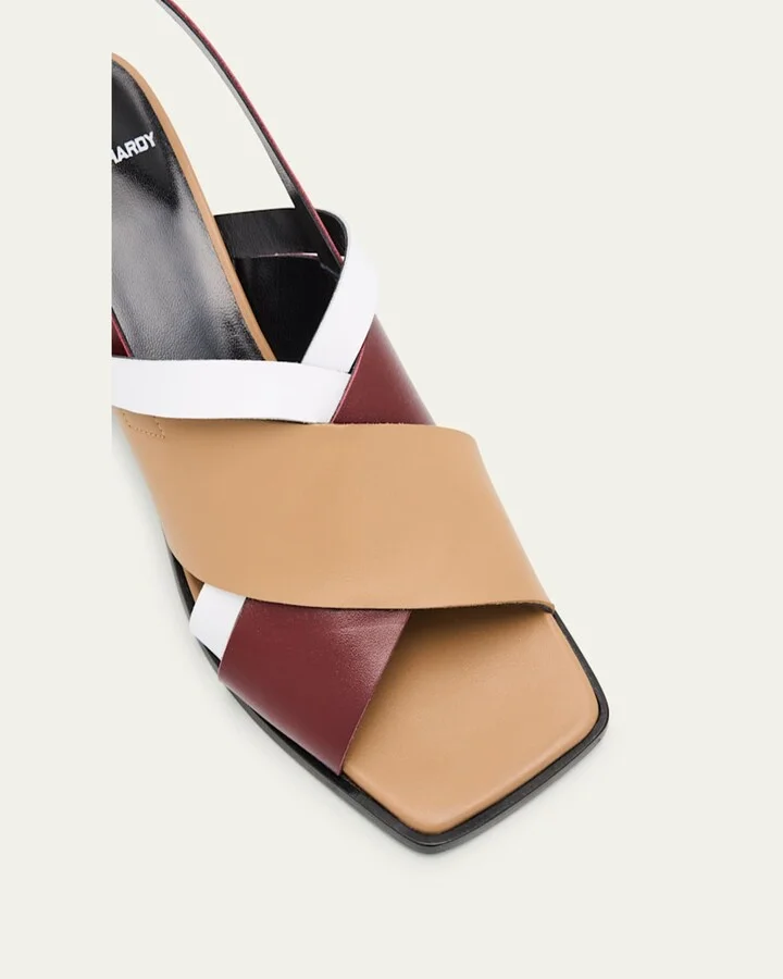 Alpha Leather Crisscross Slingback Block-Heel Sandals - Image 3
