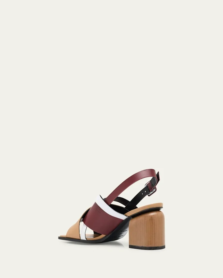 Alpha Leather Crisscross Slingback Block-Heel Sandals - Image 4