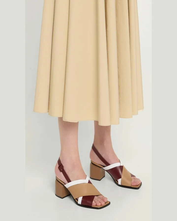 Alpha Leather Crisscross Slingback Block-Heel Sandals - Image 5