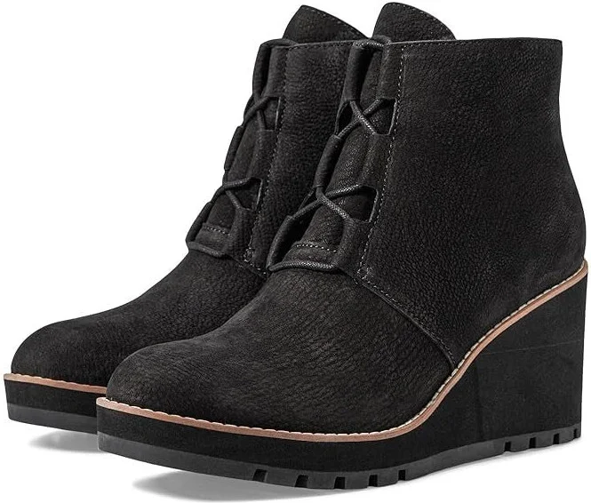 Alpine Boots Womens US 9.5 Black Leather Wedge Heel Bootie KHD2668