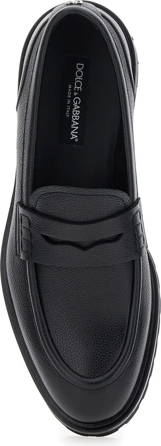 'altavilla' Black Loafers With Dg Logo On The Heel In Brushed Leather Man - Image 4