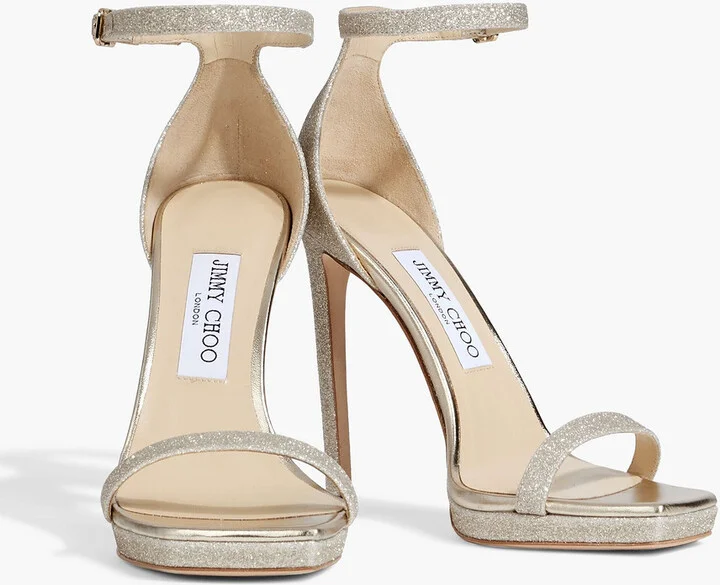 Alva 120 glittered metallic leather platform sandals - Image 2