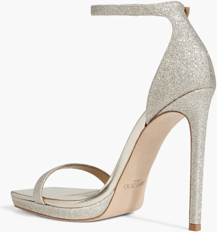 Alva 120 glittered metallic leather platform sandals - Image 3