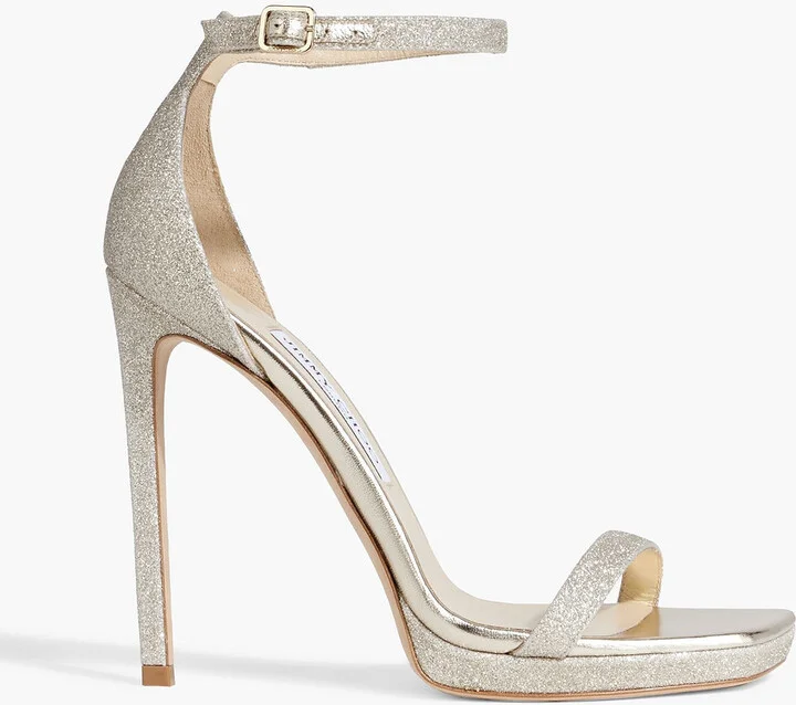 Alva 120 glittered metallic leather platform sandals