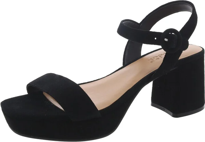 Alyssa Womens Suede Open Toe Block Heel