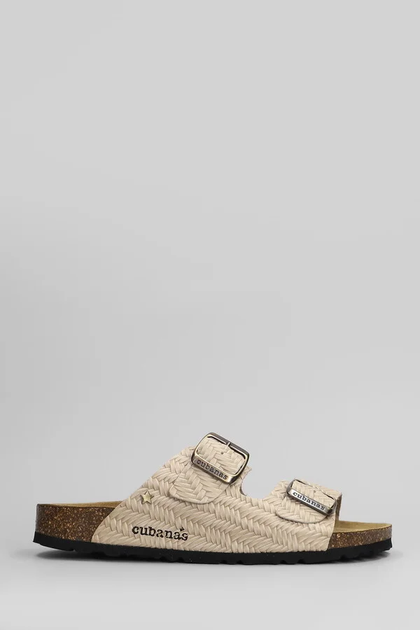Amalia Flats In Beige Leather