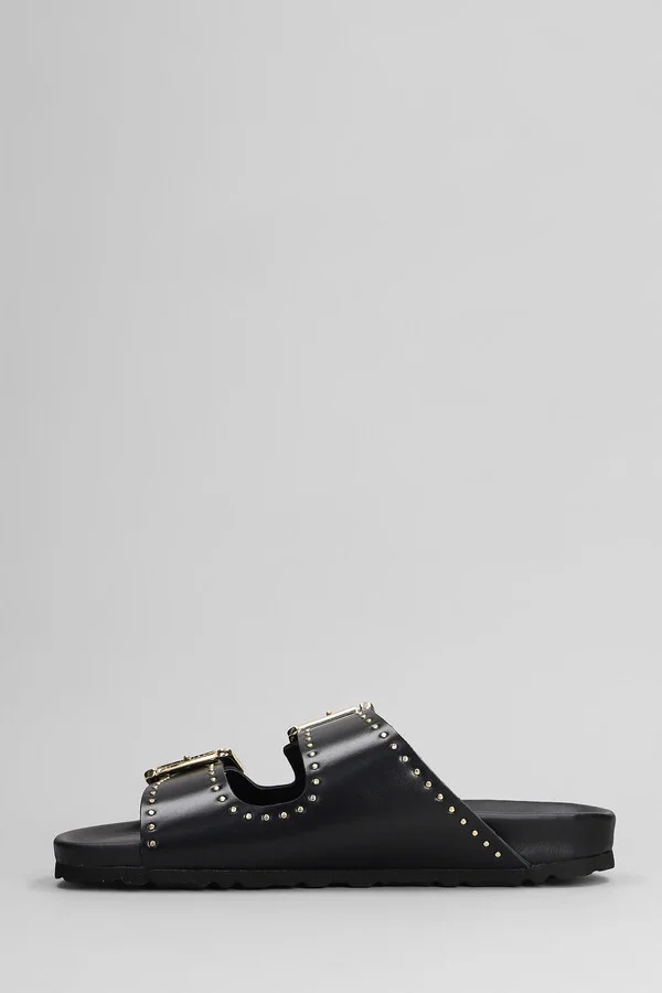 Amalia Flats In Black Leather - Image 3