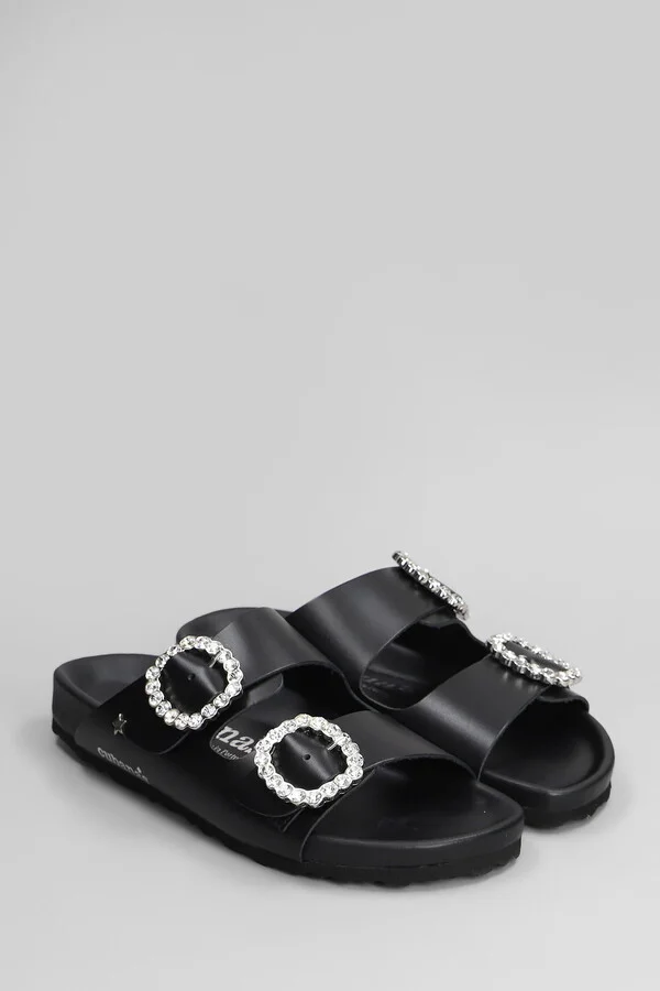 Amalia Flats In Black Leather - Image 2