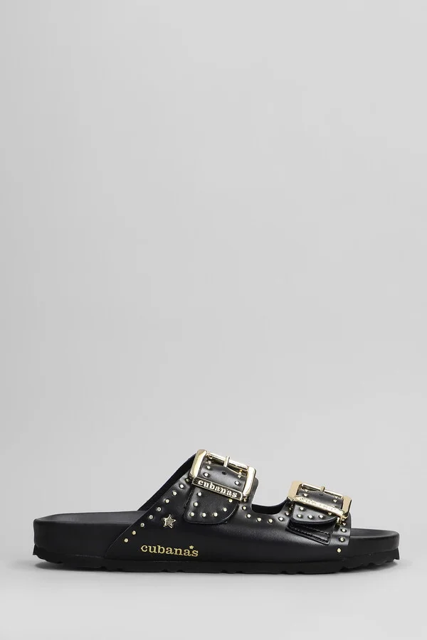 Amalia Flats In Black Leather
