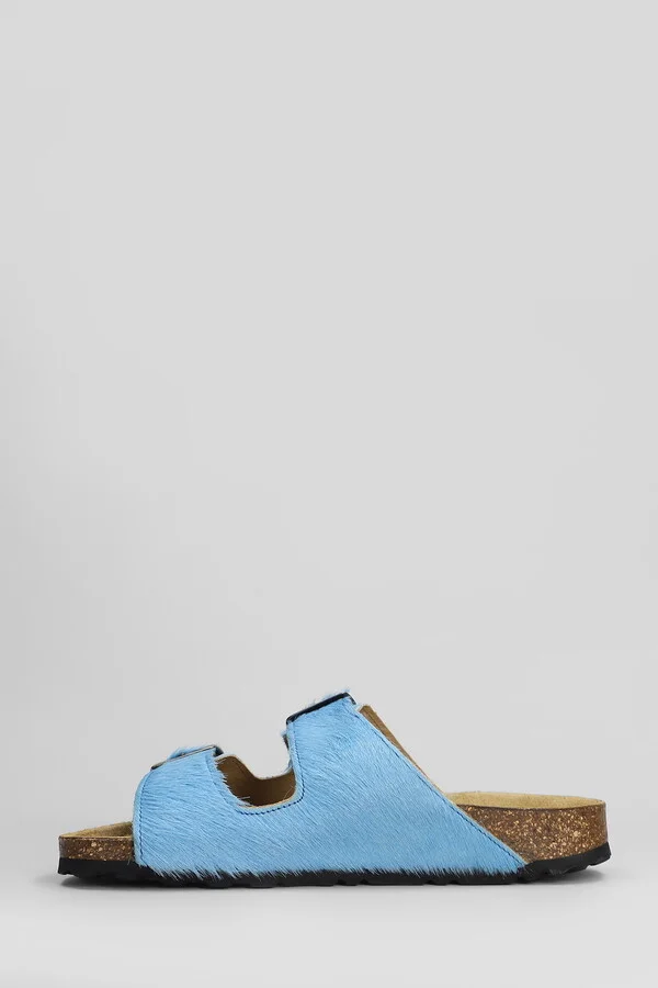 Amalia Flats In Cyan Pony Skin - Image 3