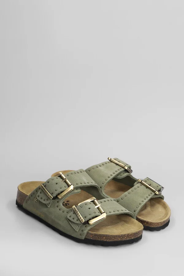 Amalia Flats In Green Suede - Image 2