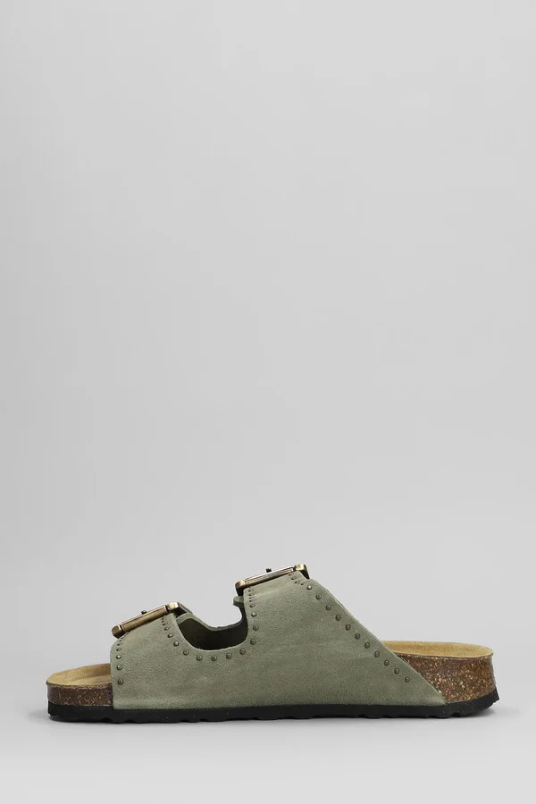 Amalia Flats In Green Suede - Image 3