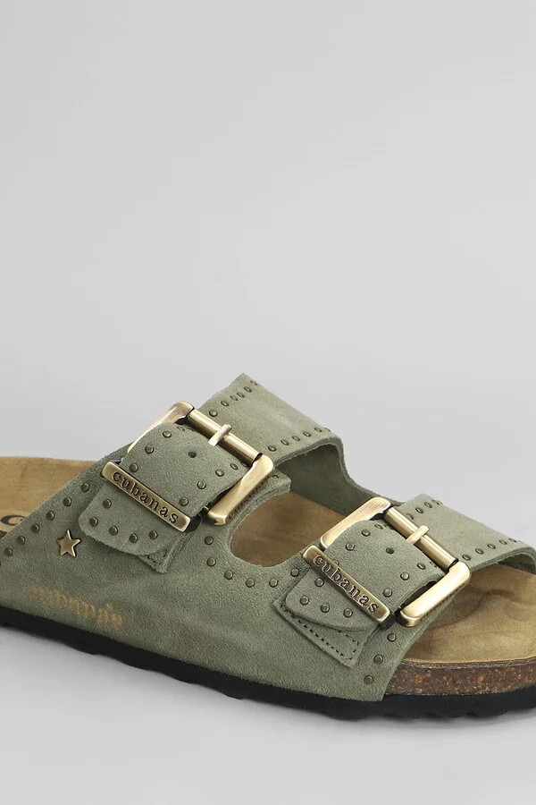 Amalia Flats In Green Suede - Image 5