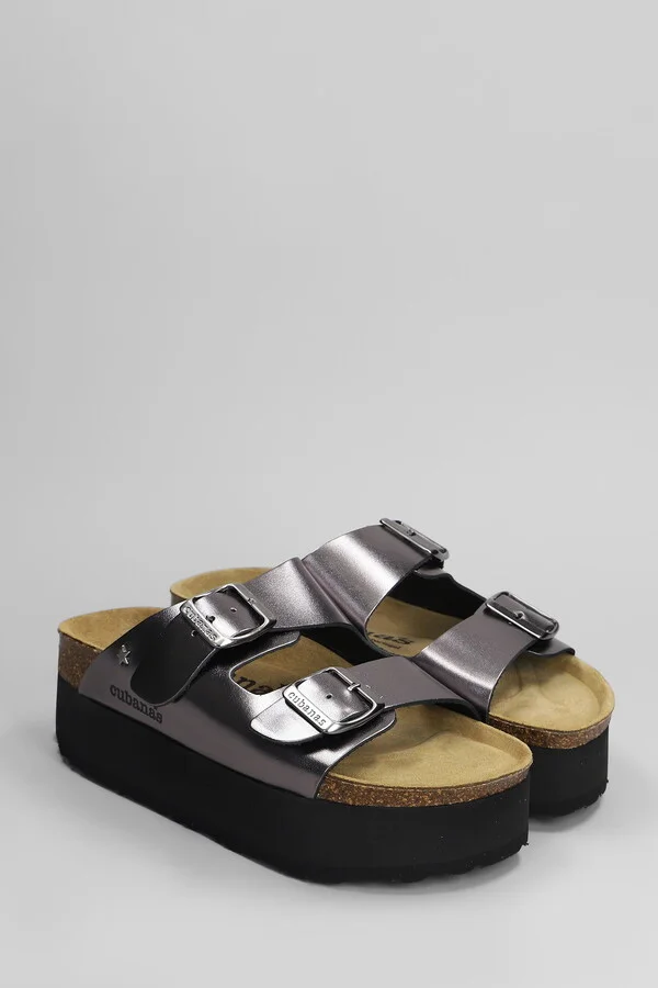 Amalia Flats In Gunmetal Leather - Image 2