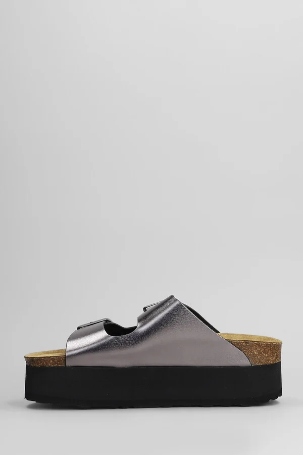 Amalia Flats In Gunmetal Leather - Image 3
