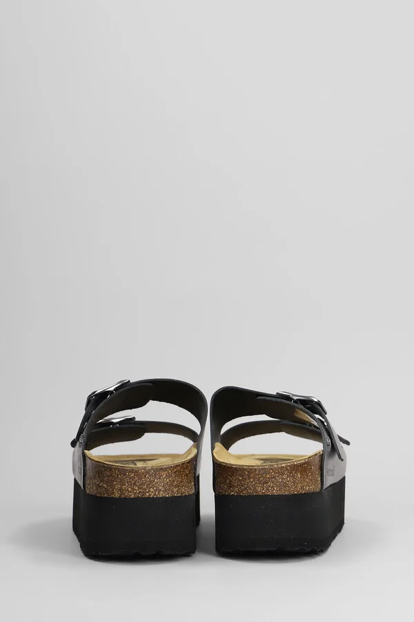 Amalia Flats In Gunmetal Leather - Image 4