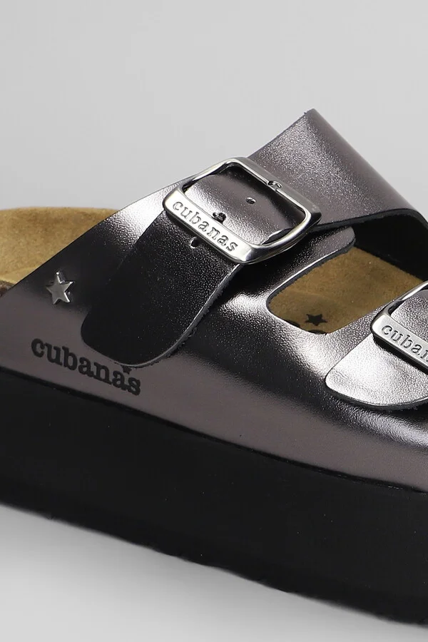 Amalia Flats In Gunmetal Leather - Image 5