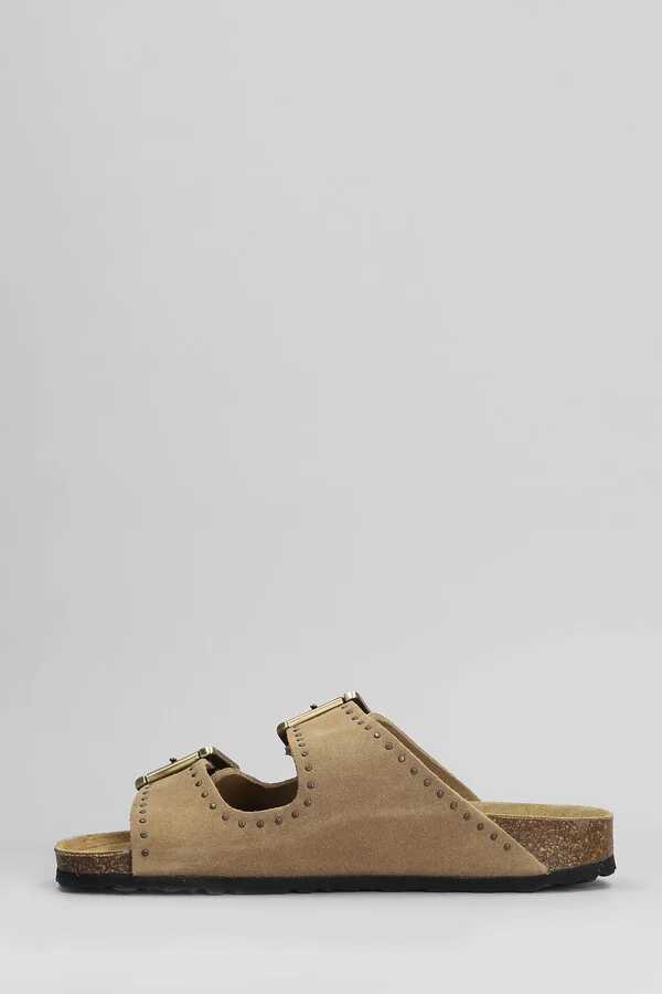 Amalia Flats In Taupe Suede - Image 3