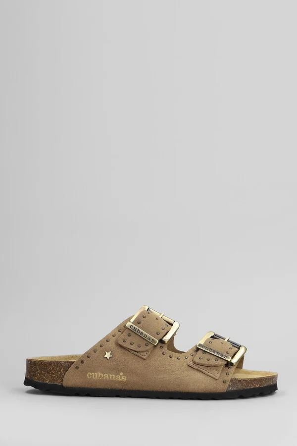 Amalia Flats In Taupe Suede