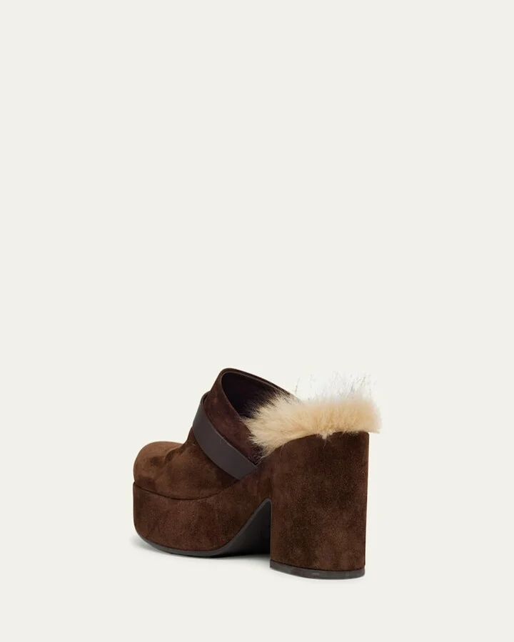 Amalia Shearling-Lined Suede Mules - Image 2