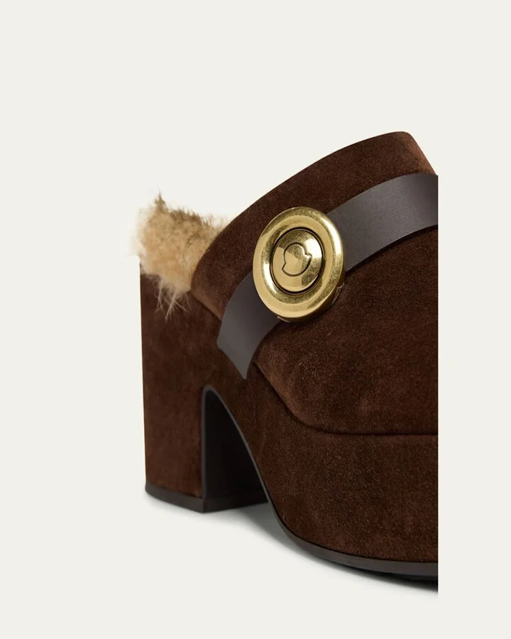 Amalia Shearling-Lined Suede Mules - Image 6