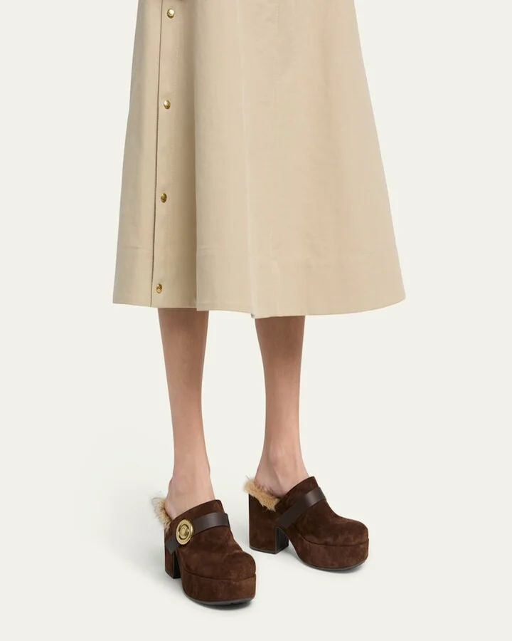 Amalia Shearling-Lined Suede Mules - Image 9